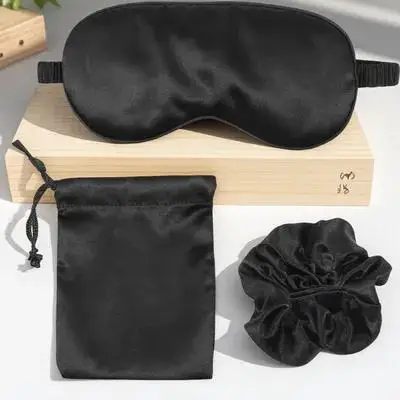 

3 шт./компл., шелковая маска для сна, резинки для волос, роскошная сумка на шнурке для путешествий, дома, релаксации, тени для век
