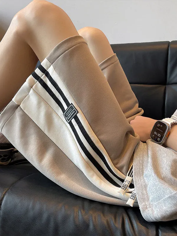 

Loose Youthful Stripe orts Summer Sport Pants Casual High Street Hong Kong Sle Five-Quarter Length Trendy Polyester Fiber