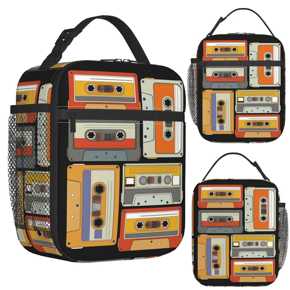 80s Generation Vintage Cassettes Insulated Lunch Bag for Women Children Portable Food Boxes Thermal Lunch Box Tote