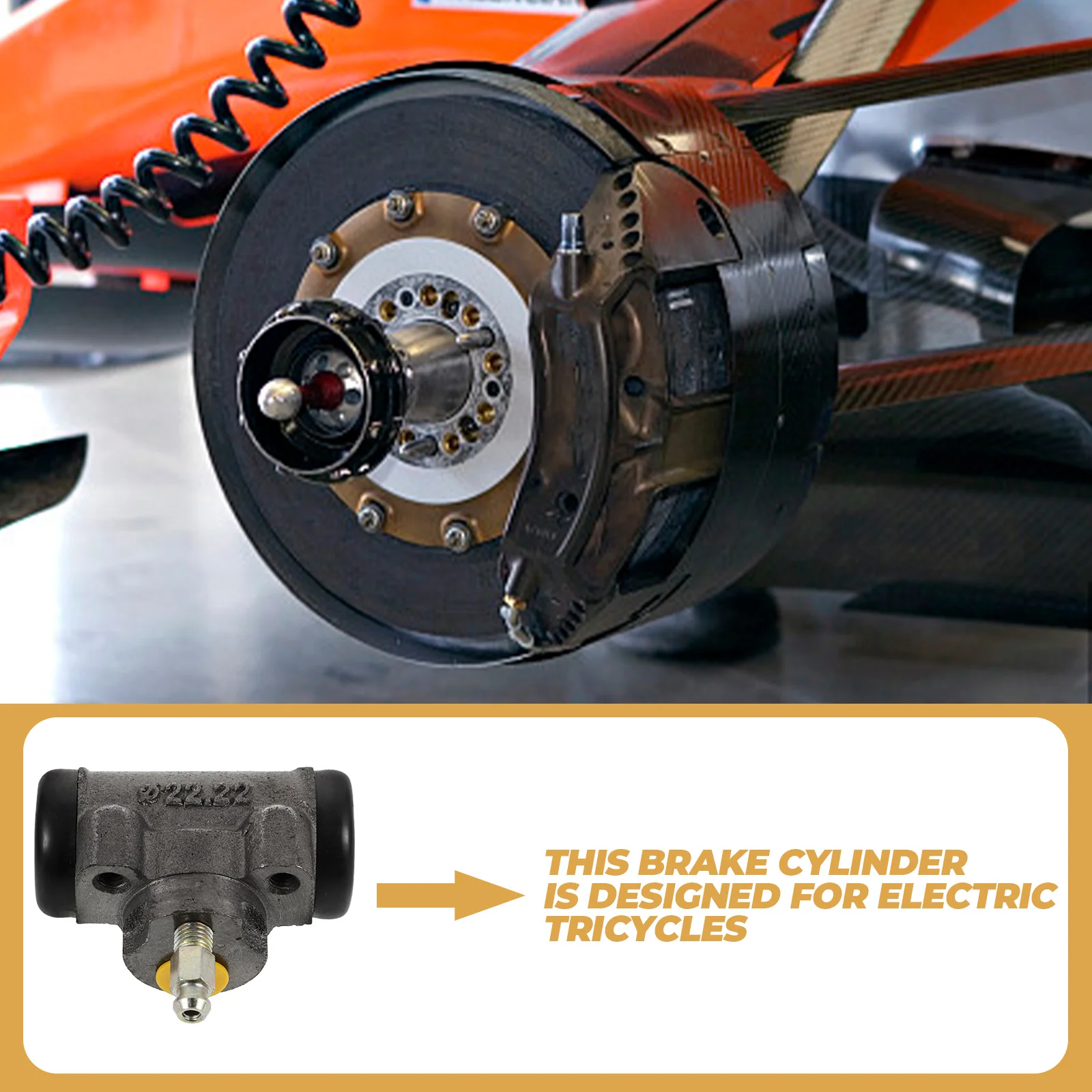 

Hydraulic Brake Pump Tricycle Cylinder Rear Wheel Drum Replacement Metal Parts Accessories Safe Driving Easy Install