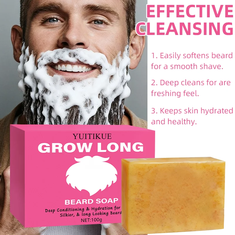YUITIKUE ينمو لحى أطول. صابون اللحية يغذي ويرطب بعمق، مما يجعل لحيةك أكثر نعومة ويظهر أطول.