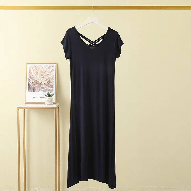 Chemise de nuit à manches courtes pour femmes, chemise de nuit mince, vêtements d'extérieur, dos magnifique, mode coréenne, loisirs