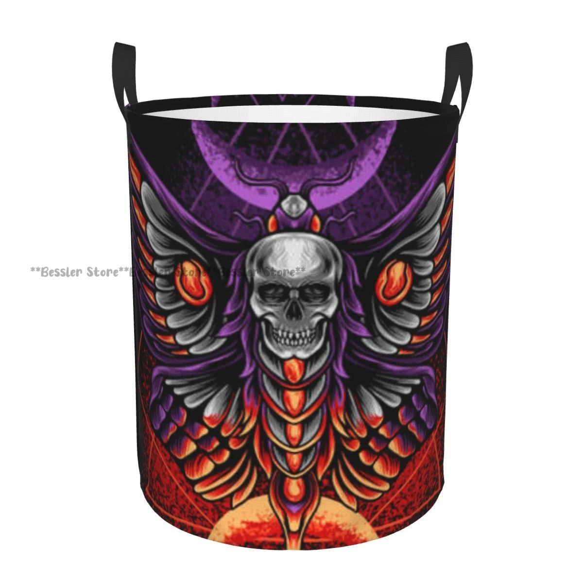 Laundry Basket Butterfly With Skull Head Print Dirty Clothes Storage Bucket Wardrobe Clothing Organizer Hamper