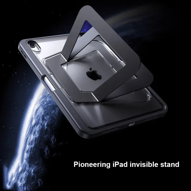 2026 New PC Pen Slot Case for IPad A16 Pro M5 Air 11 2025 11th Gen Air 6 5 4 10.2 10th 10.9 Mini 7 6 Metal Folding Bracket Cover