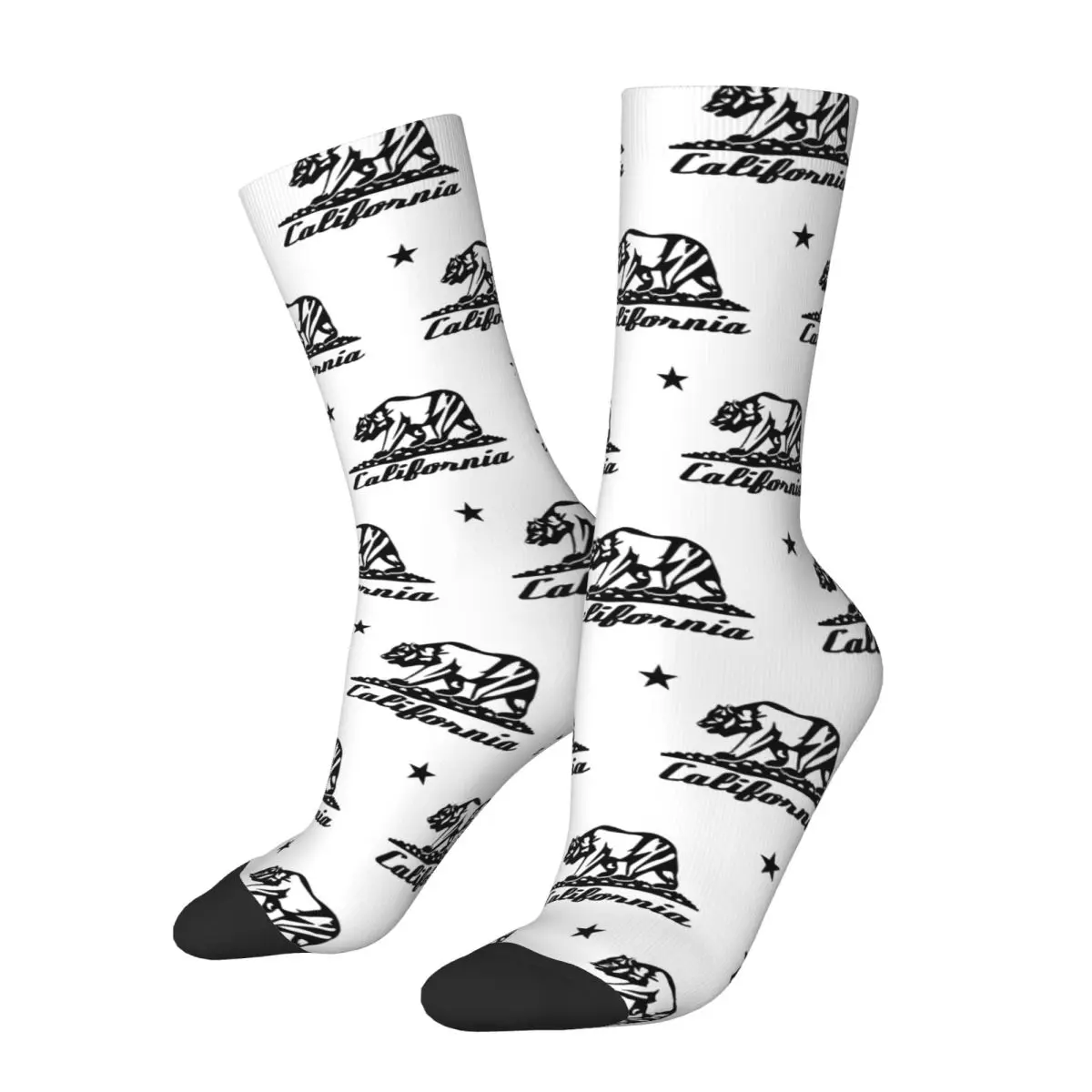 Happy Funny Male Men Socks Harajuku California State Bear Flag Sock Polyester Sport Women Socks Spring Summer Autumn Winter