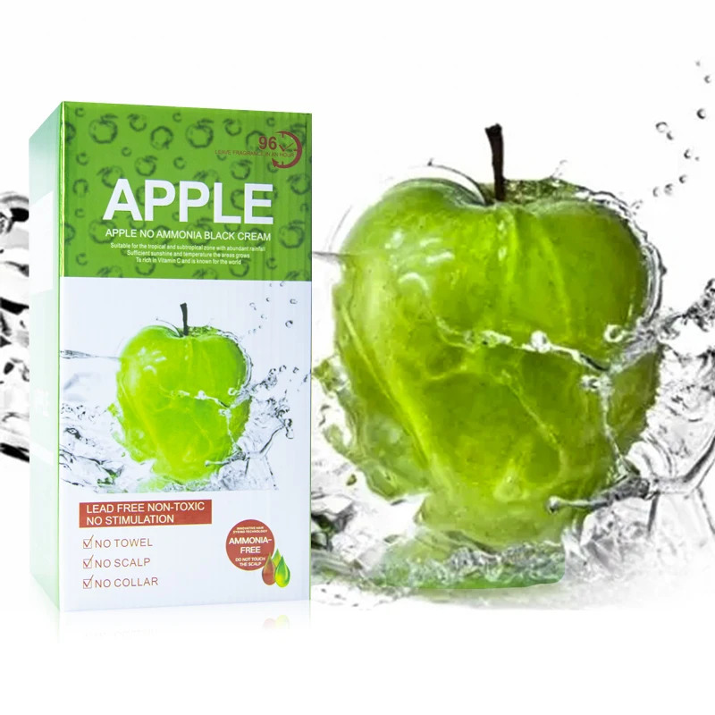 Natuurlijke 500Ml * 2/Pack Apple Haar Kleur Crème Ammoniak Free100 % Grijs Haar Dekking Apple Haar Kleur zwarte Haarverf Shampoo Voor Mannen