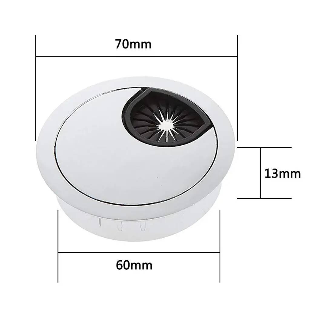 Desk Table Hole Cover Cable Organizer 60mm Cutout Zinc Alloy Round Grommet Clean Finish for TV Stand and Desk