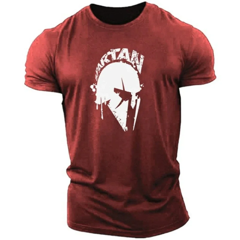 Vintage Men\'s T Shirt Spartan 3D Printed T-Shirts Summer Short Sleeve Tops Casual Streetwear Oversized Tee Shirt Men Clothes