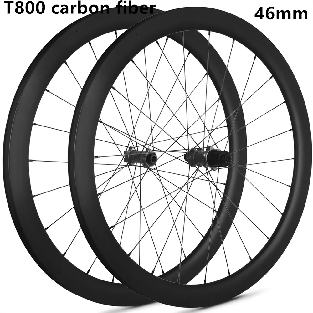 

700c 36T 60T ratchet Hub Deep 32/46MM Bicycle Wheel T800 Carbon Fiber Rim Road wheelset Center Lock Thru Axle Disc Brake