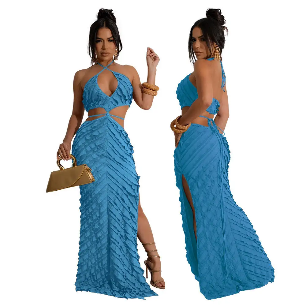 تنورة نسائية جديدة من سلسلة CY بقصة ضيقة مع حزام ملون Fre Sle قطعة واحدة تنورة متوسطة الخصر للصيف