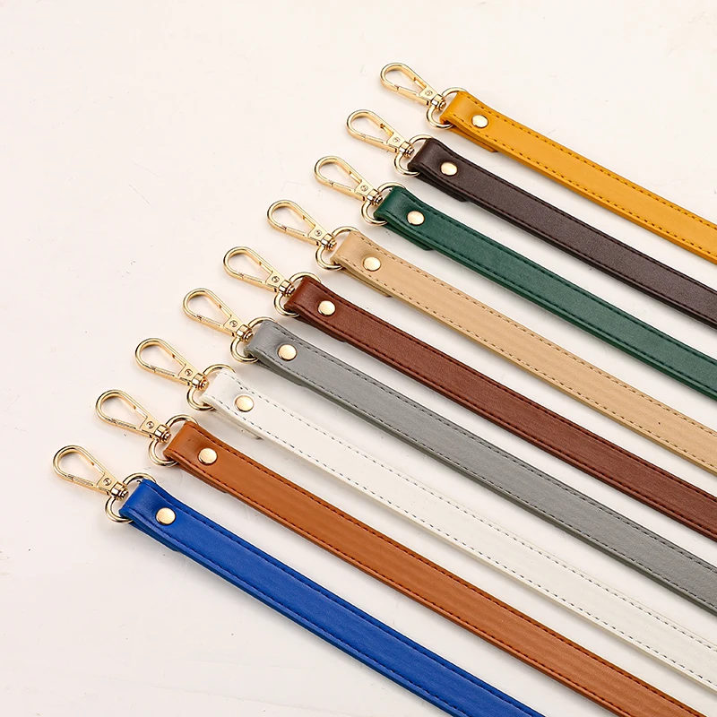 Soft Leather Bag Strap Handbags Handles For Handbag 60cm Short Bag Strap Golden Buckle Replacement Bag BeltPurse Strap Handles