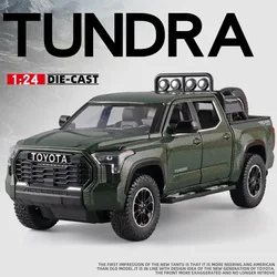 Toyota tundra suv-子供向けのミニチュアカー,金属製の車,全地形対応車,光と音,1:24