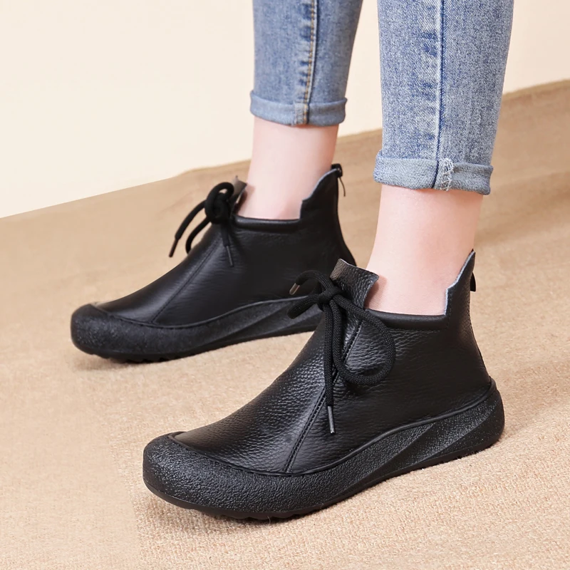 Women's Ankle Boots Flats Fashion Dress Shoes Lace Up Casual Woman Sport Shoes 2025 Winter Cozy New Walking Mujer Chelsea Boots
