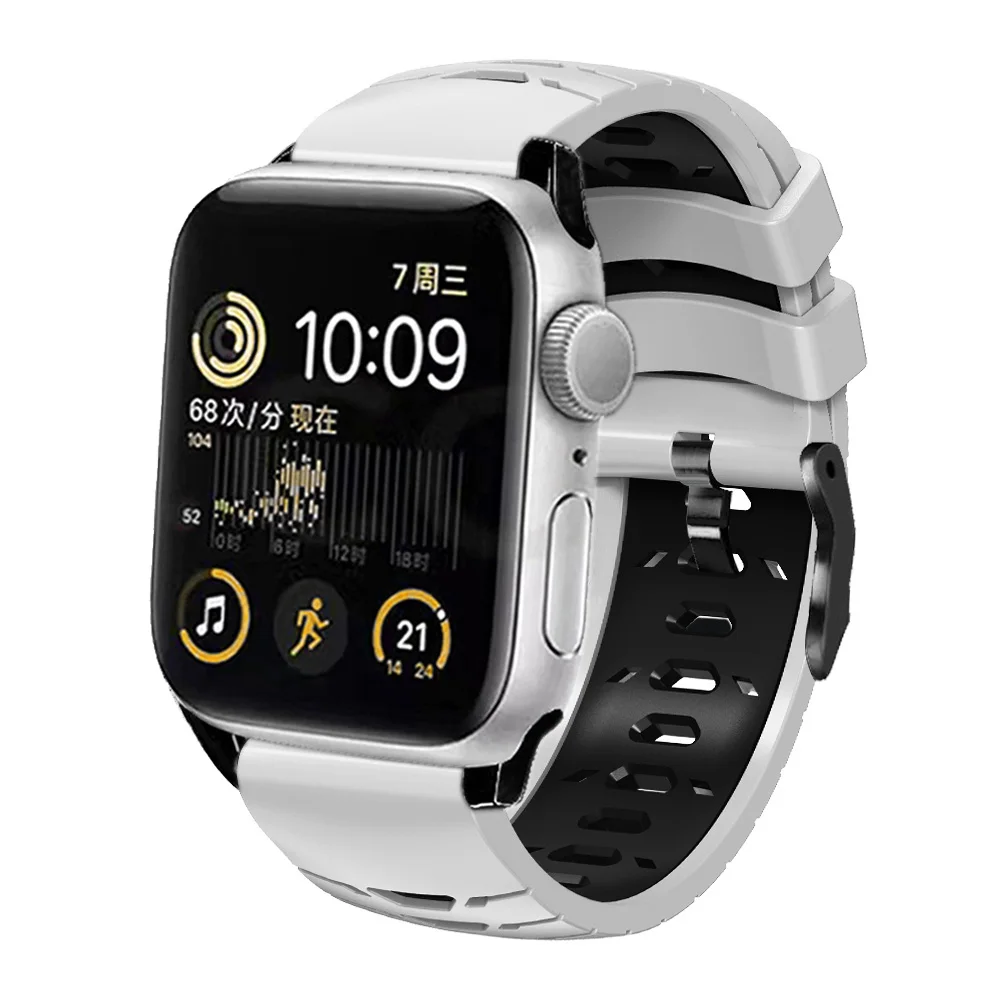 جديد سيليكون حزام ل سوار ساعة يد آبل 42 مللي متر 44 مللي متر 45 مللي متر 49 مللي متر الرياضة سوار ل iWatch سلسلة الترا 8 SE 7 6 5 4 3 معصمه