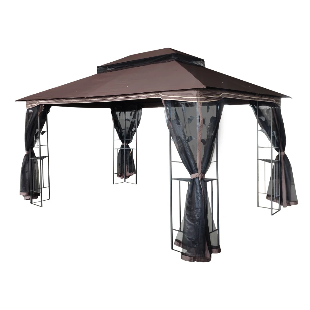 

13x10 Outdoor Patio Gazebo Canopy Tent With Ventilated Double Roof And Mosquito net(Detachable Mesh Screen On All Sides)
