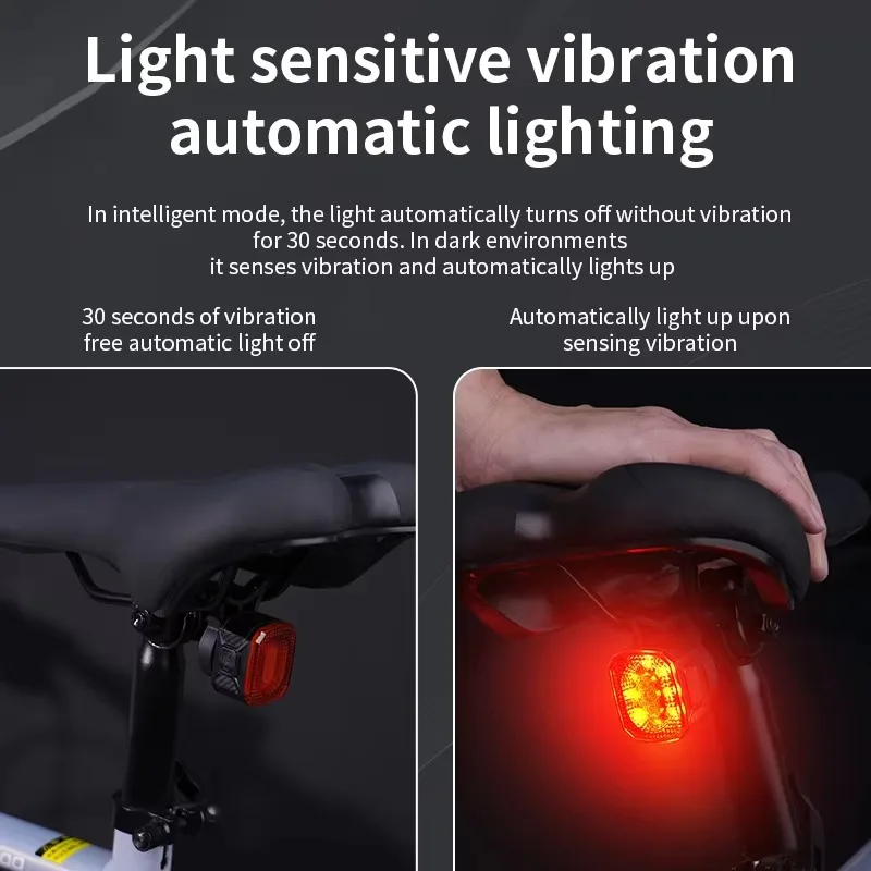 Bicycle Smart Brake Sensing Light Rechargeable Bike Rear Lamp Intelligent Light Sensor Cycling Taillight MTB Bike Accessories