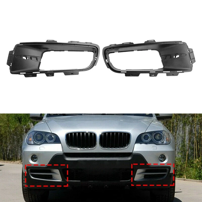 

Car Fog Light Trims Front Bumper Lower Grille Fog Cover For-BMW X5 E70 2007-2010 51117172449 51117172450