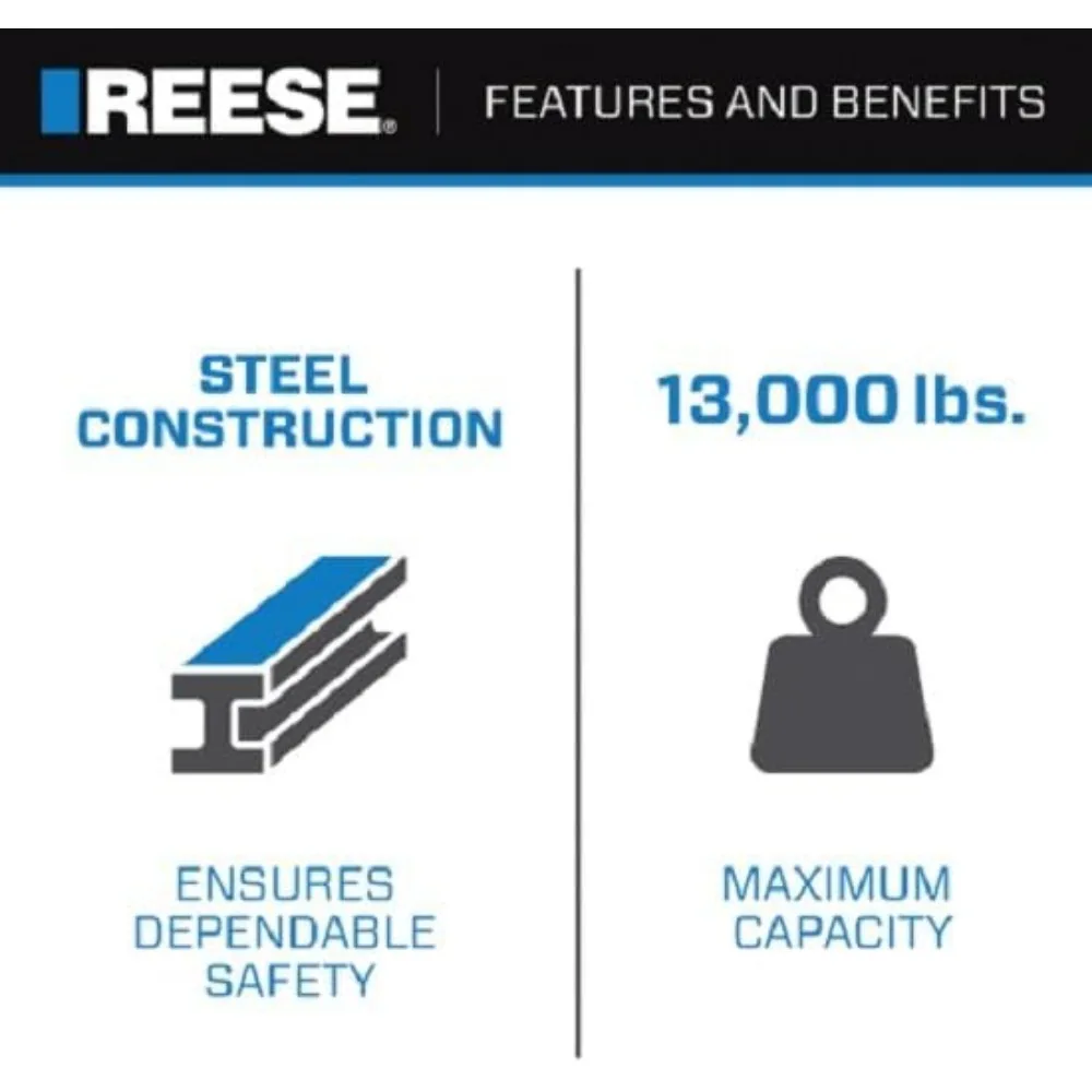 حامل كروي عالي التحمل، سعة 13000 رطل، يناسب جهاز استقبال 2-1/2 بوصة، قطرة 5 بوصة، لمسة نهائية سوداء