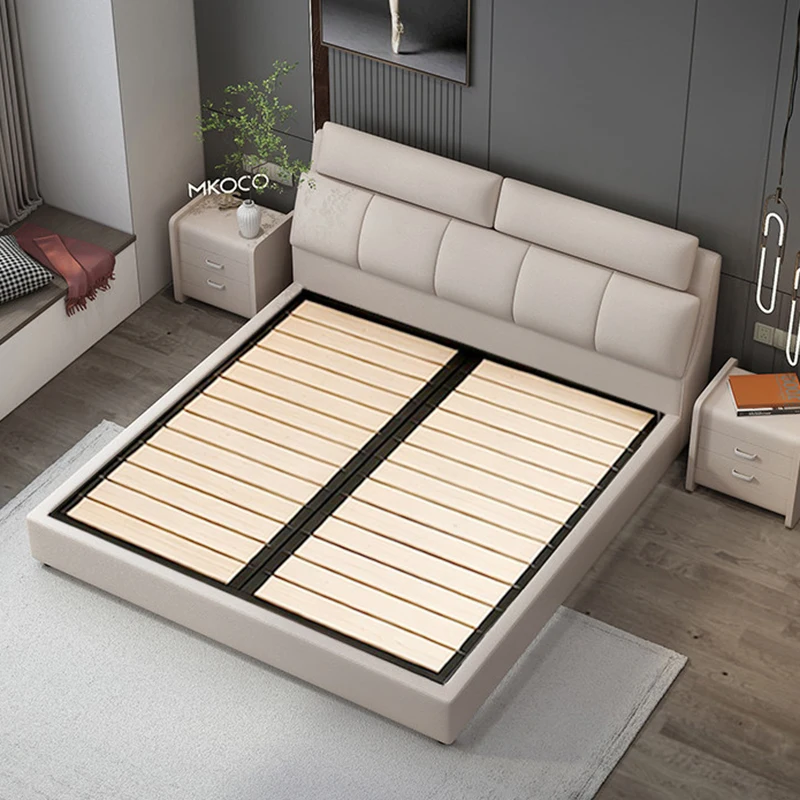 

Leather Bedroom Massage Bed Luxury Frame Luxury Queen Design Full European Simple Safe Bed Sleeping Beliche Home Furniture