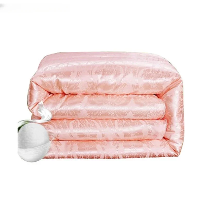100% Natural Silk Blanket Summer Jacquard Duvets Thickening Winter Comforters Cotton Cover King Queen Twin Full Size Quilt