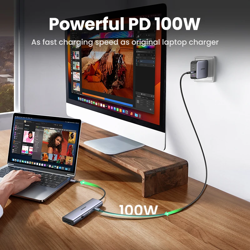 USB-концентратор UGREEN 4K 60 Гц Тип C на HDMI 2,0 RJ45 PD 100 Вт, адаптер для Macbook Air Pro iPad Pro M2 M1, аксессуары для ПК, концентратор USB