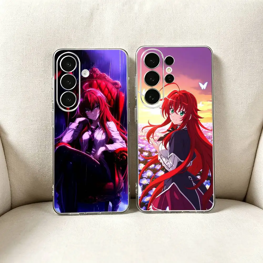 High School DxD Rias Gremory Clear Phone Case for Samsung S25, S24, S21, FE, S22, S23, S30, Ultra, S20, Plus, Lite