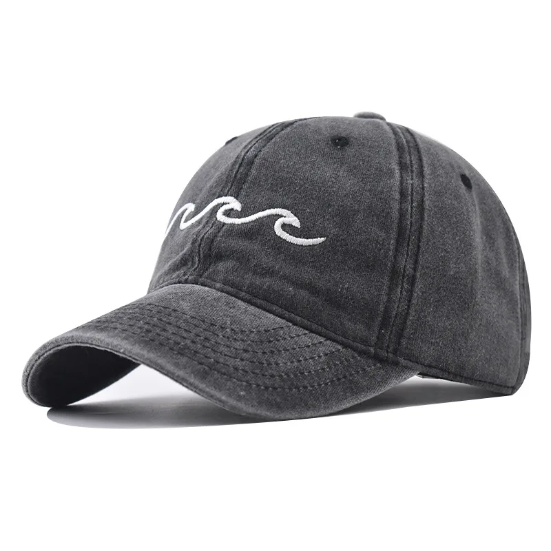 

Men's Baseball Cap Women's Washed Cotton Waves Embroidery Embroidery Dad Hat Sport Golf Caps for Man Sun Hats Dropshipping