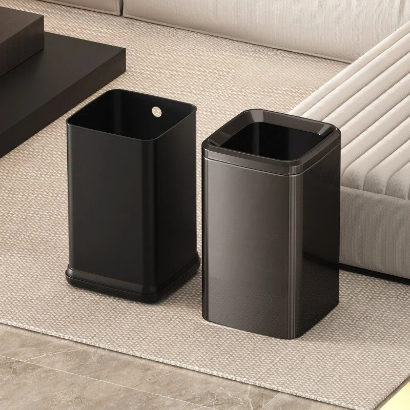 Stainless Steel Trash Can With Inner Bucket Kitchen Home Trash Bin Office Living Room Garbage Bin Bathroom Large Wastebasket