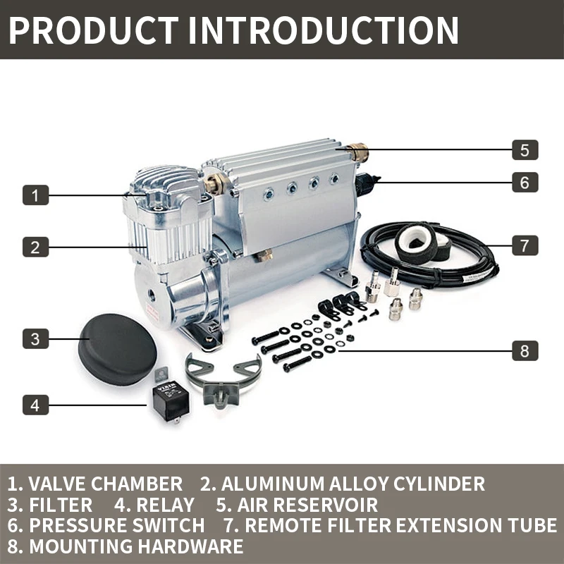 Air Compressor Kit, 150PSI / 2.62CFM, with Air Tank for Heavy Duty H650T basement car tire air pump air column bubble bag