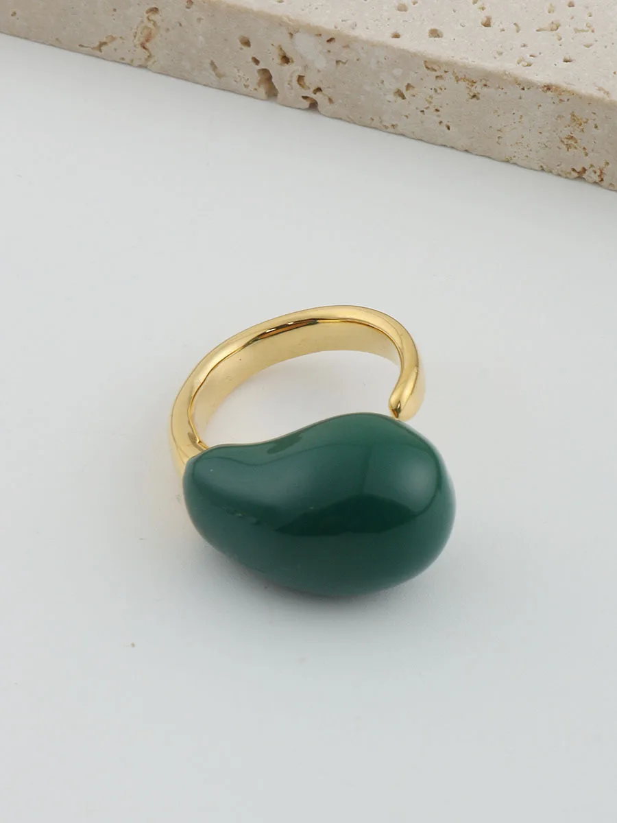 

Регулируемое открытое эмалированное кольцо: женское кольцо с каплевидной глазурью, уникальное штабелируемое кольцо ручной работы