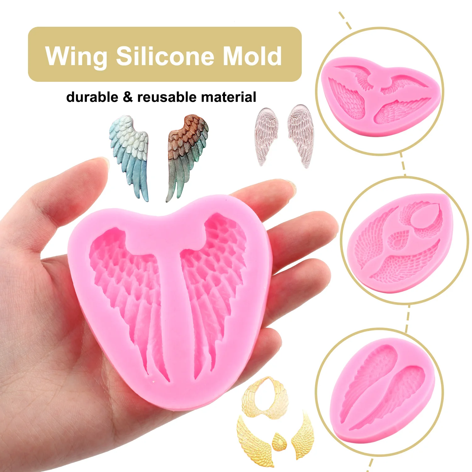 Angel Wings Silicone Mold Cupcake Fondant Molds Cake Decorating Tools Chocolate Gumpaste Mould Candy Resin Clay Moulds