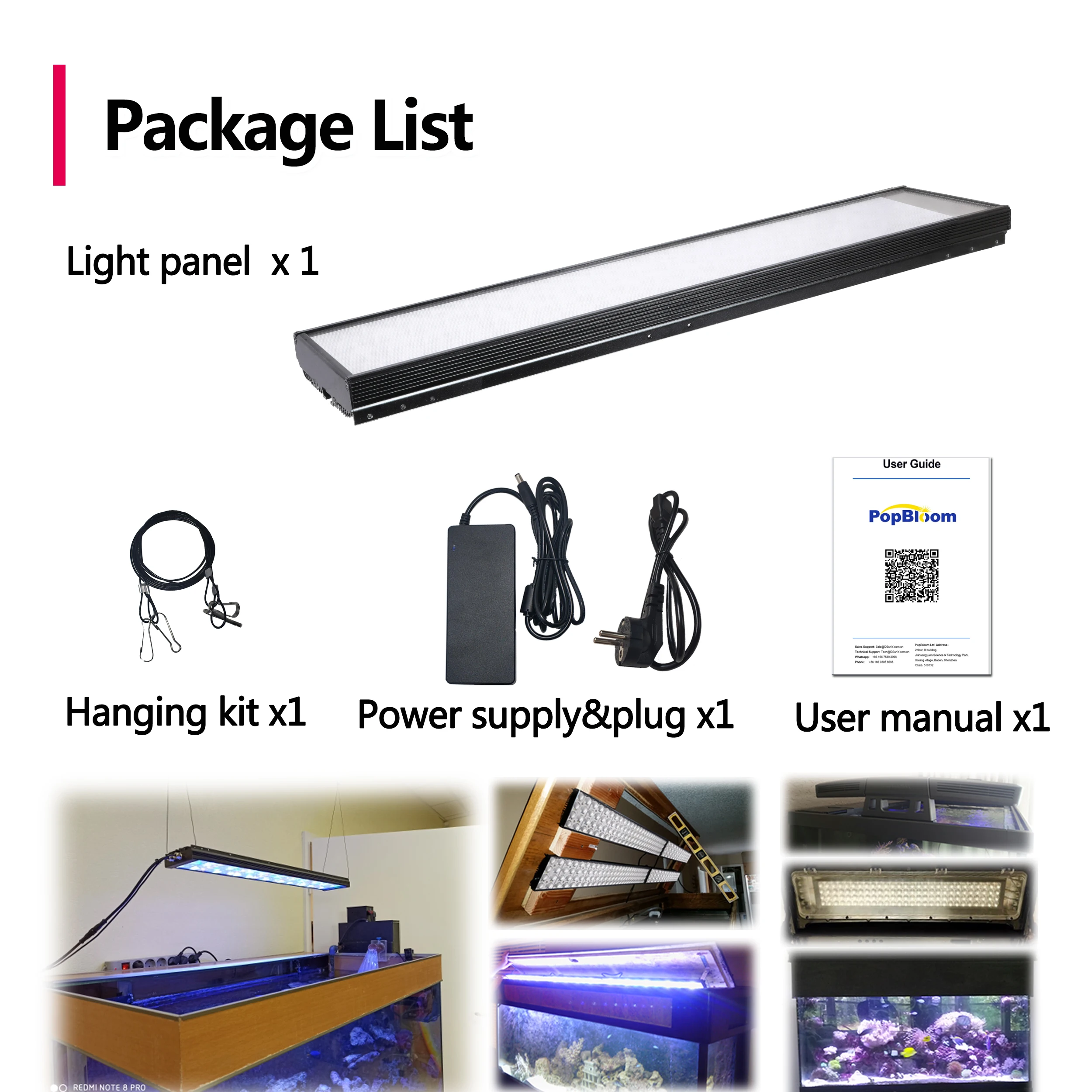 PopBloom H54 WiFI App Control Phone Control Full Spectrum Marine LED Aquarium Light for Coral Reef Fish Tank,Saltwater Lighting