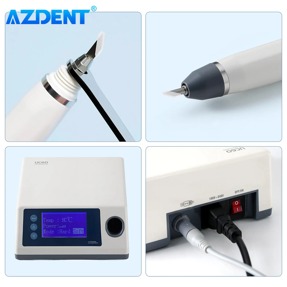 AZDENT-cuchillo de talla ultrasónico Dental, máquina de tirantes, retenedor de ortodoncia, corte para PVC, plástico, cuero, resina con 5 cuchillas