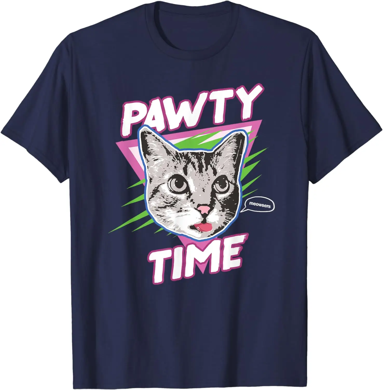 Funny Cat Pawty Time Party Animal Retro T-Shirt