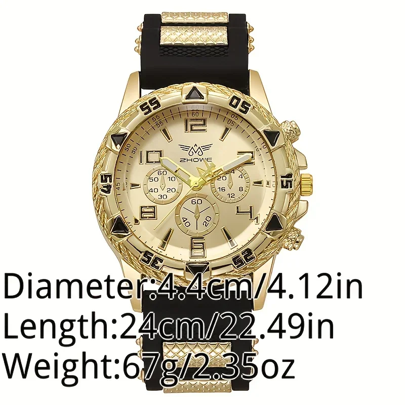 Blue Light Blocking Men's Watch with Large Dial and Comfortable Silicone Strap