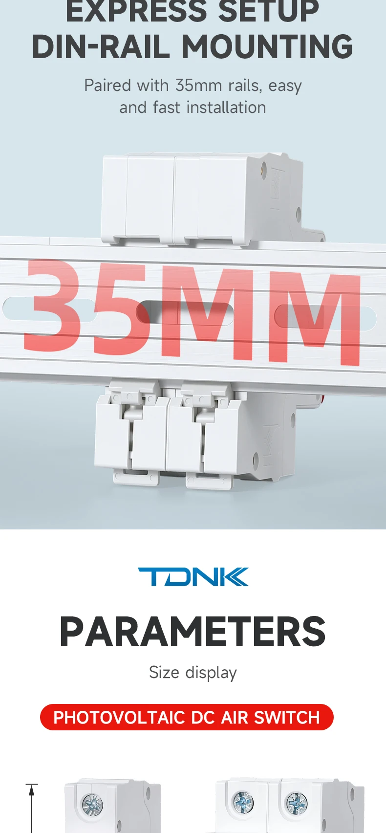 TDNK AC Mini-Leitungsschutzschalter MCB 1P 2P 3P 4P 6A-63A C-Typ DIN-Schienen-Luftschalter für den Überlastschutz im Haushalt – Detail 8