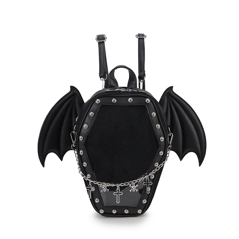 Gothic Punk Coffin Shape Ita Bag Women Clear Backpacks Dark  display picture 1