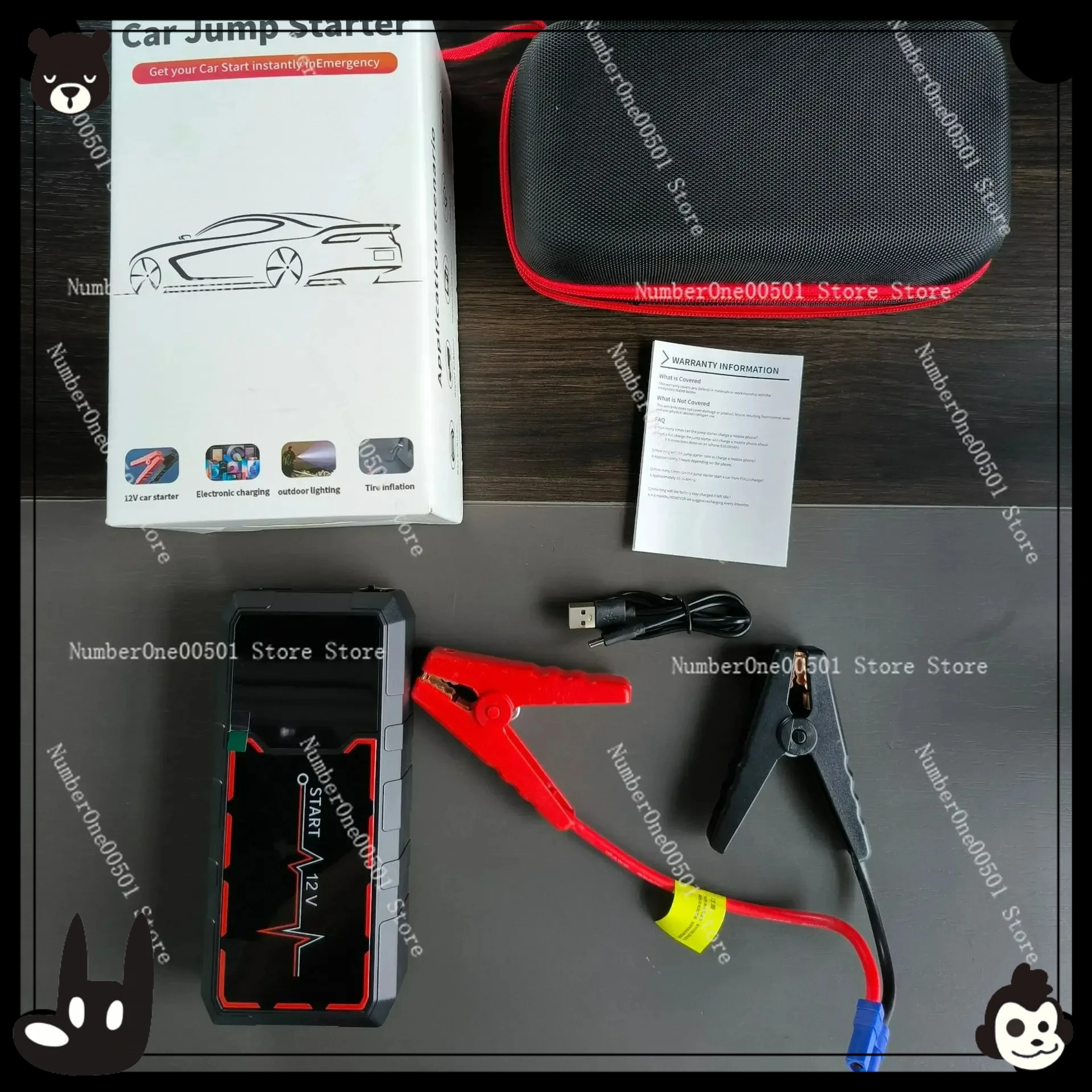 Car emergency start supply 12V battery loss of power and electric treasure outdoor self-driving car flameout rescue starter