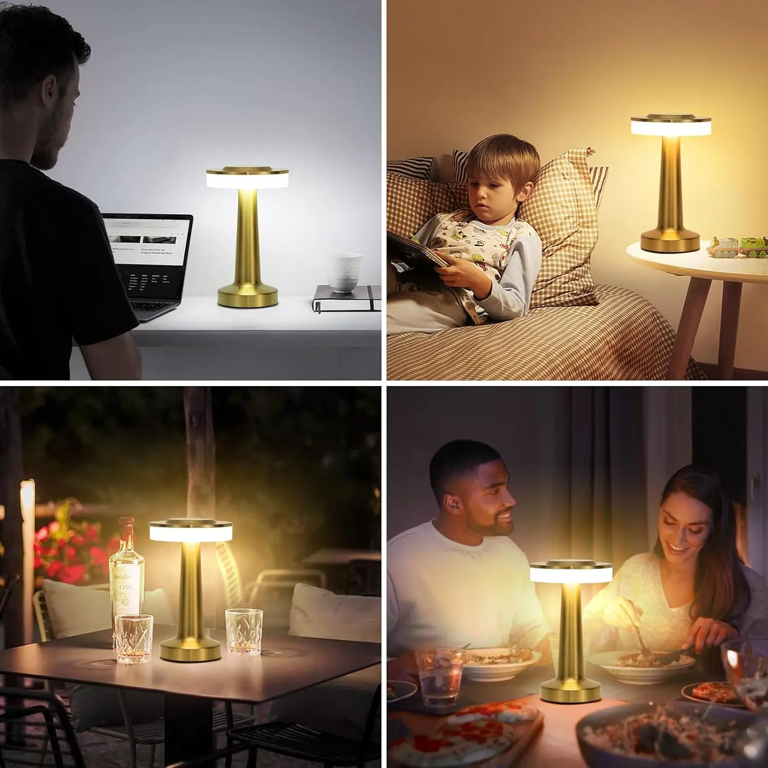 Retro LED Touch Sensor Table Lamp Rechargeable Infinitely Dimmable Night Light Wireless Reading Lamp for Bar Restaurant Bedside