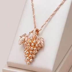 Kienl Hot Fashion Glossy Grape Big Pendant Necklace for Women Unique 585 Rose Gold Color Fine Daily Vintage Jewelry Gift