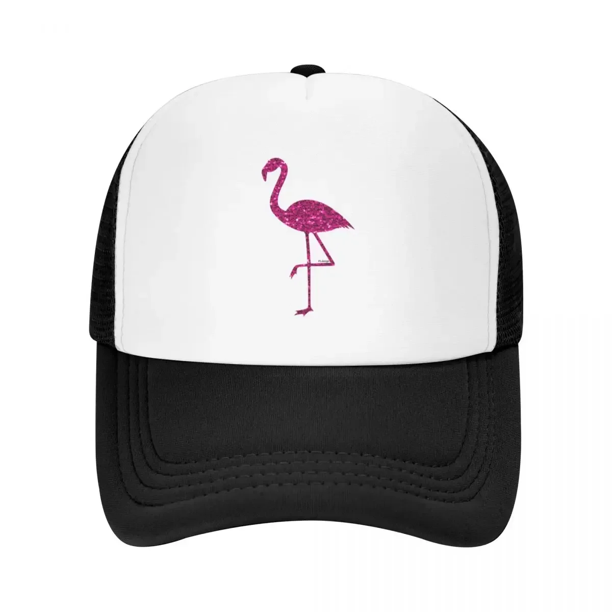 Flamingo Pink glitter faux sparkles black pattern Baseball Cap hard hat funny hat beach hat Caps For Men Women's