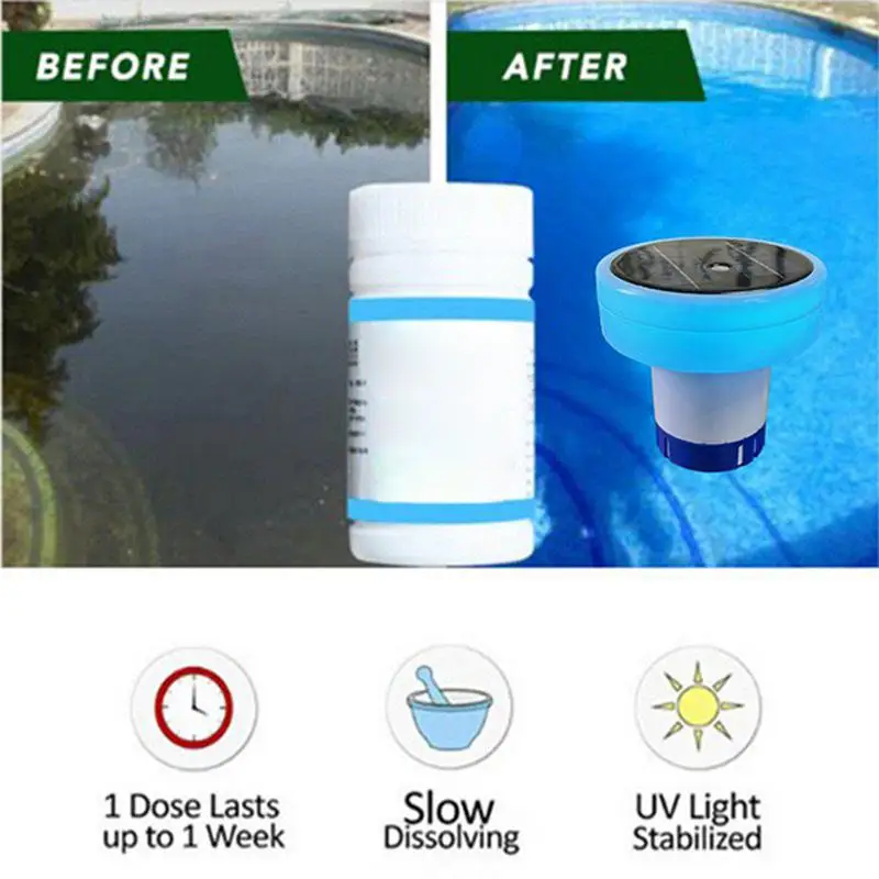 

Pool Chlorine Floater Solar Powered Chlorine Floater Pond Tablet Holder Easy Opening Holder Cleaning Supplies Adjustable