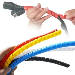 1M 10/14mm Spiral Wire Organizer Flame Retardant Cable Sleeve Colorful Cable Casing Cable Sleeves Winding Pipe