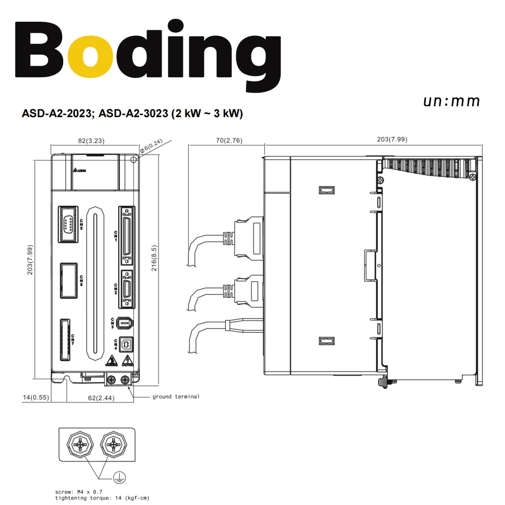 Boding A2 Servo Driver Asd-a2-2023-l Asd-a2-2023-u Asd-a2-2023-e Asd-a2-2023-f Asd-a2-2023-m 2kw 220v