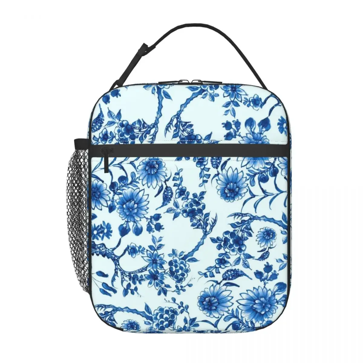 Retro Blue Flower Lunch Bag Willow Floral Print Vintage Lunch Box Unisex Picnic Portable Cooler Bag Designer Thermal Lunch Bags