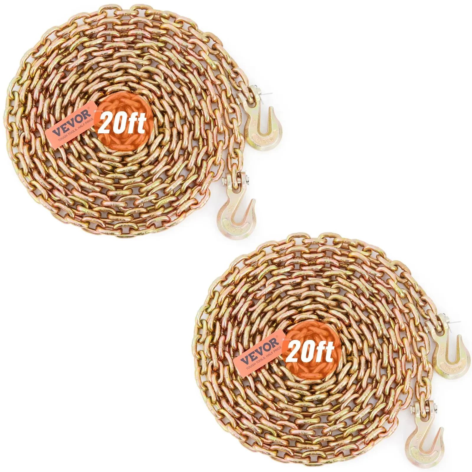 

SIHAO 2Pack Transport Binder Chain, 4900/7100lbs Working Load Limit,Tow Chain Tie Down with Grab Hooks, DOT Certified