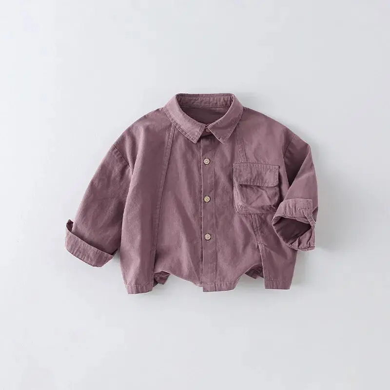 

Children's Shirt Jacket Spring and Autumn New Boys' and Girls' Long Sleeve Top Simple and Casual Versatile Shirt coat