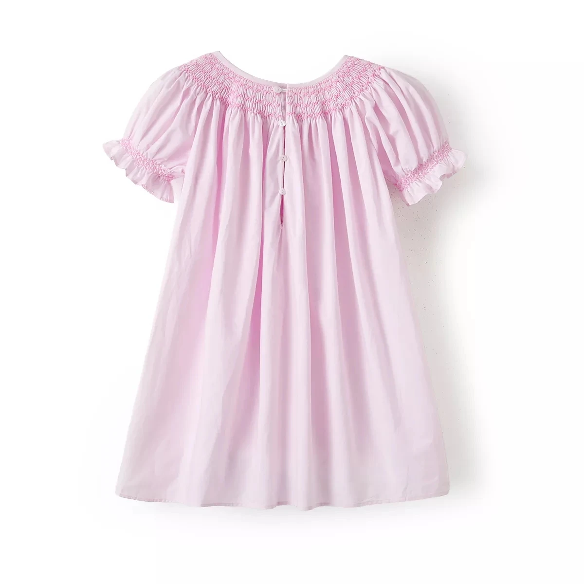 Clibeso 2024 Girls Hand Made Smocked Bishop Dress Summer Baby Cotton Pink Smocking Frocks 1-8Y Children Spanish Dresses