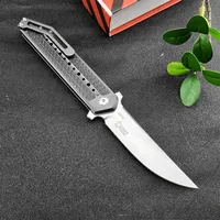 Begg Steelcraft Series Flipper Pocket Knife 3.5″ D2 Satin Blade Titanium Alloy with Carbon Fiber Handles Camping Hunting Knives