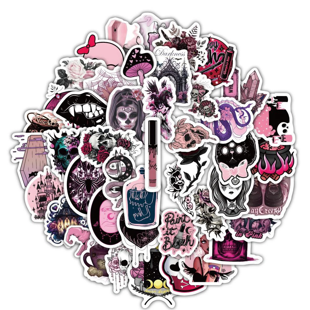 10/30/50/120pcs Cool Gothic Style Skull Girl Graffiti Stickers DIY Helmet Luggage Notebook Vintage Waterproof Decoration Sticker